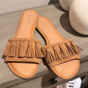 Old Navy Brown Tassel Slide Sandals